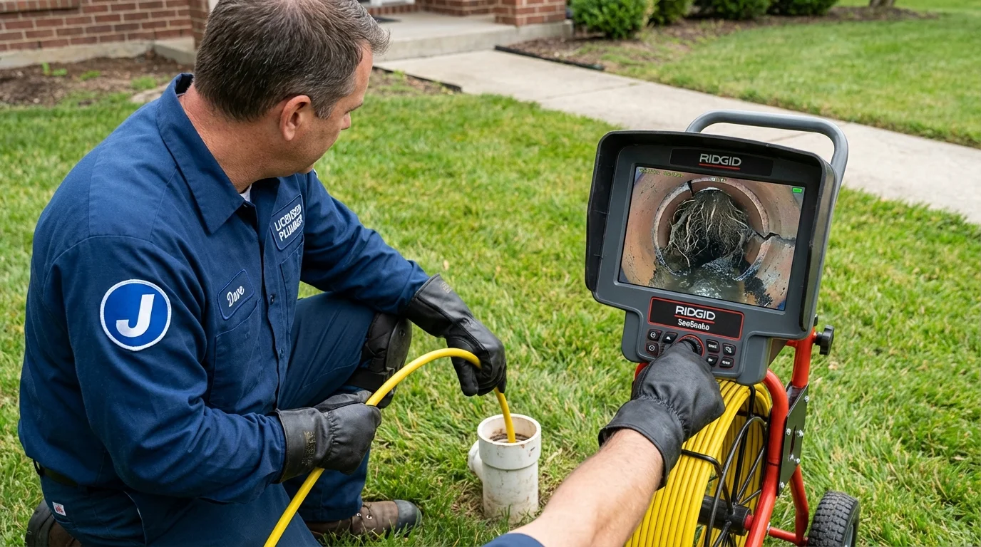 Sewer camera inspection being performed by Johns Plumbing LLC in Barnhart