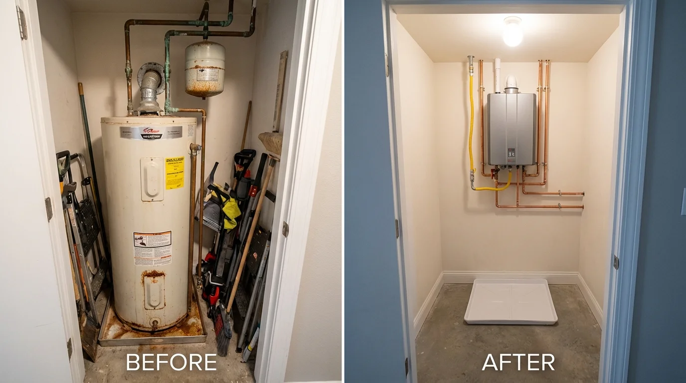 Tank water heater versus wall-mounted tankless unit comparison for Barnhart, MO homeowners